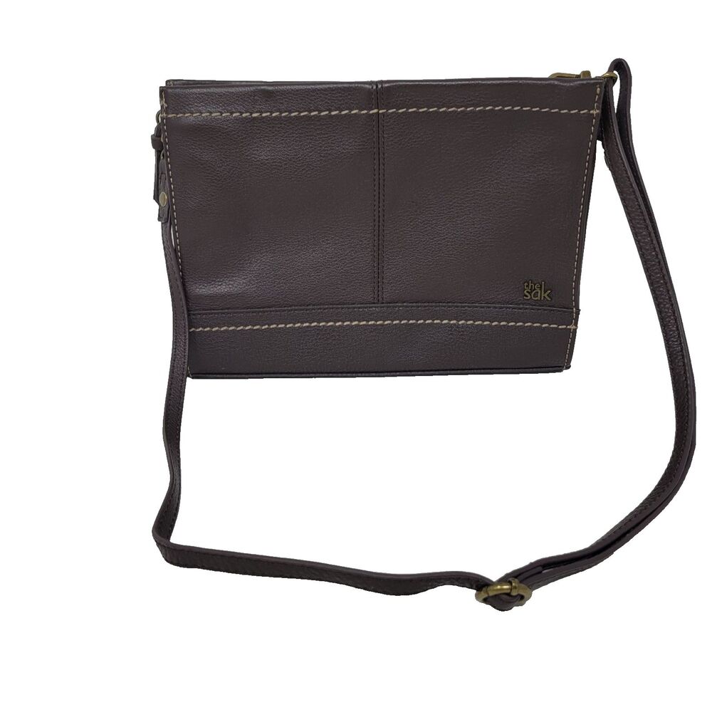 The Sak Iris Handbag Brown Pebbled Leather Small Crossbody Purse EUC